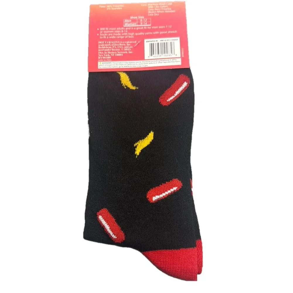 Hot Tamales Black Crew Socks with Bold Spicy Design